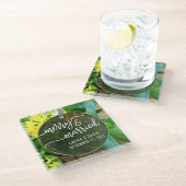 Elegant "Merry & Married" Kerstversiering Glazen Onderzetter (Schuin)