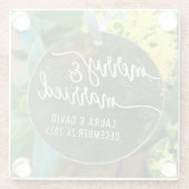Elegant "Merry & Married" Kerstversiering Glazen Onderzetter (Achterkant)