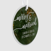 Elegant "Merry & Married" Kerstversiering Ornament (voorkant)