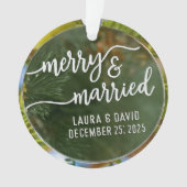 Elegant "Merry & Married" Kerstversiering Ornament (voorkant)