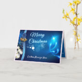 Elegant Merry Ornamenten Holiday Blue Kaart (Gele Bloem)