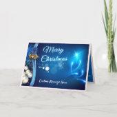 Elegant Merry Ornamenten Holiday Blue Kaart (Voorkant)