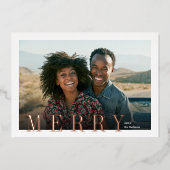 Elegant Merry Overlay Typografie Kerstmis Folie Feestdagenkaart (Voorkant)