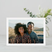 Elegant Merry Overlay Typografie Kerstmis Folie Feestdagenkaart (Staand Voorkant)