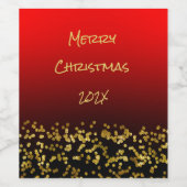 Elegant Merry Red Black Glitter Wijn Etiket (Enkel label)