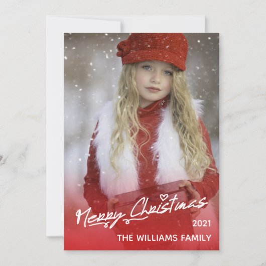 Elegant Merry Red Fun Holiday Fotokaart Feestdagenkaart (Voorkant)