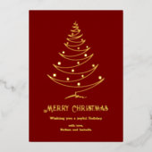 Elegant Merry Red Gold Folie Feestdagenkaart (Voorkant)