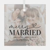 Elegant Merry trouwde met kerstmis Glas Ornament (Voorkant)