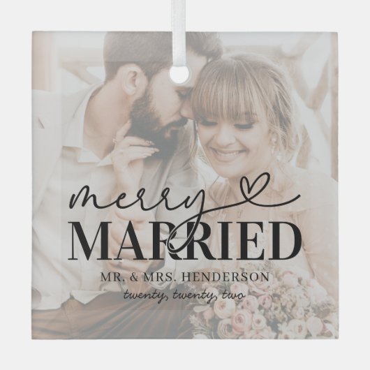 Elegant Merry trouwde met kerstmis Glas Ornament (Voorkant)