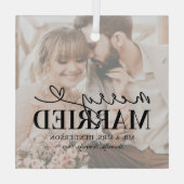 Elegant Merry trouwde met kerstmis Glas Ornament (Achterkant)