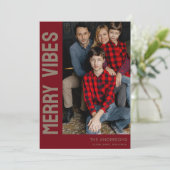 Elegant Merry Vibes Custom Photo Feestdagenkaart (Staand voorkant)