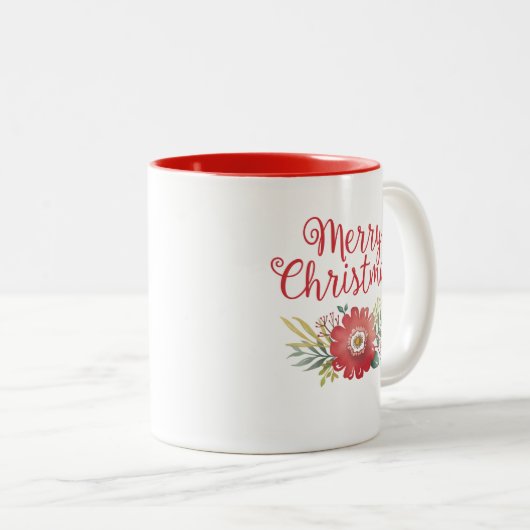 Elegant Merry Waterverf Floral Tweekleurige Koffiemok (Voorkant rechts)