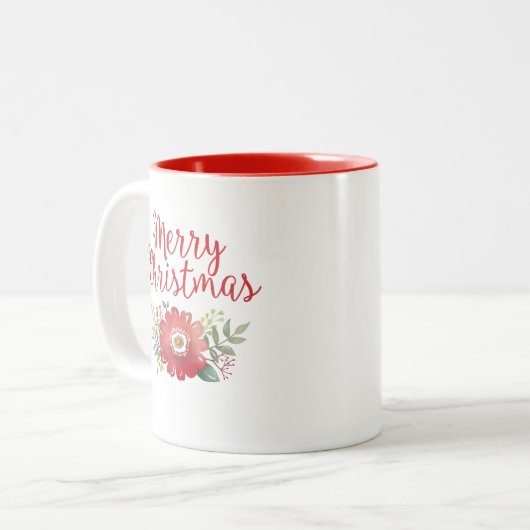 Elegant Merry Waterverf Floral Tweekleurige Koffiemok (Voorkant links)