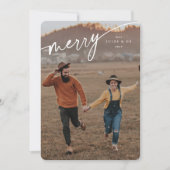 Elegant Merry White Typographic Script Feestdagenkaart (Voorkant)