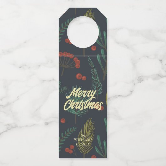 Elegant Merry Winter Botanical Flessenhanger (Voorkant)
