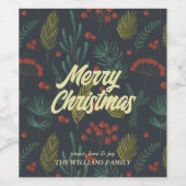 Elegant Merry Winter Botanical Wijn Etiket (Enkel label)