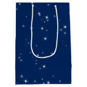 Elegant Merry Winter Sparkle Navy Blue Medium Cadeauzakje (Achterkant)
