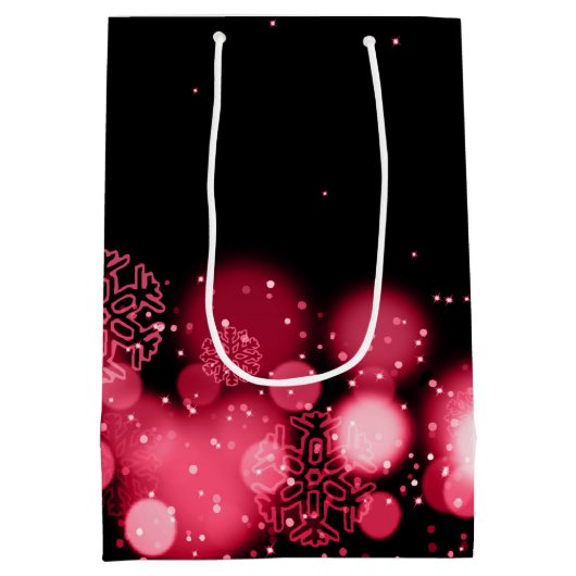 Elegant Merry Winter Wonder Red Medium Cadeauzakje (Achterkant)