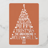 Elegant Merry Word Art - kerstfilm Silver Folie Feestdagenkaart (Voorkant)