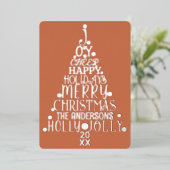 Elegant Merry Word Art - kerstfilm Silver Folie Feestdagenkaart (Staand Voorkant)
