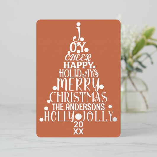 Elegant Merry Word Art - kerstfilm Silver Folie Feestdagenkaart (Staand Voorkant)