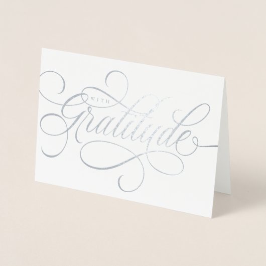 Elegant Met Dankbaarheid script dank u Folie Kaart (Voorkant)