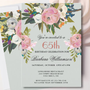 Elegant met de hand geschilderde bloemen 65e verja kaart