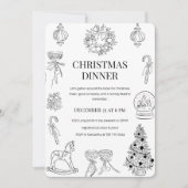 "Elegant met de hand getekend kerstdiner Kaart (Voorkant)