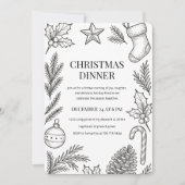 Elegant met de hand getekend kerstdiner kaart (Voorkant)