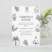 Elegant met de hand getekend kerstdiner kaart (Staand voorkant)