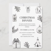 Elegant met de hand getekend kerstdiner kaart (Voorkant)