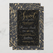 Elegant met de hand getekend roze Floral Black des Kaart (Voorkant / Achterkant)