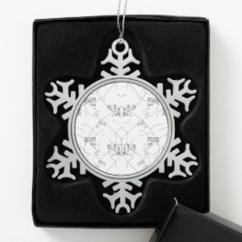 Elegant met de hand getekend zwart-wit botanisch o tin sneeuwvlok ornament