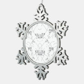 Elegant met de hand getekend zwart-wit botanisch o tin sneeuwvlok ornament (Rechts)