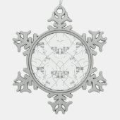Elegant met de hand getekend zwart-wit botanisch o tin sneeuwvlok ornament (Voorkant)
