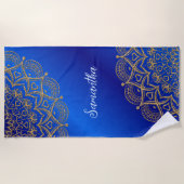 Elegant met de naam Royal Blue en Gold Mandala Strandlaken (Voorkant)