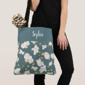 Elegant met gouden en witte orchideeën chic steel tote bag (Dichtbij)