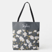 Elegant met gouden en witte orchideeën grijs tote bag (Voorkant)
