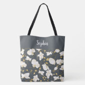 Elegant met gouden en witte orchideeën grijs tote bag (Achterkant)
