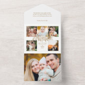 Elegant met gouden kerstflora 5-foto's all in one uitnodiging (Binnen)