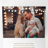 Elegant met gouden kerstflora 5-foto's drieluik wenskaart (Binnenzijde eerst)