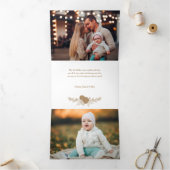 Elegant met gouden kerstflora 5-foto's drieluik wenskaart (Binnen)