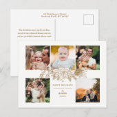 Elegant met gouden kerstflora 5-foto's feestdagenkaart (Voorkant / Achterkant)