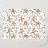 Elegant met gouden kerstflora 5-foto's folie feestdagenkaart (Achterkant)