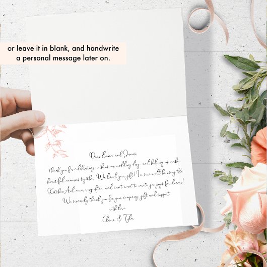 Elegant Met Liefde en Dankbaarheid Blush Roze, Per Bedankkaart