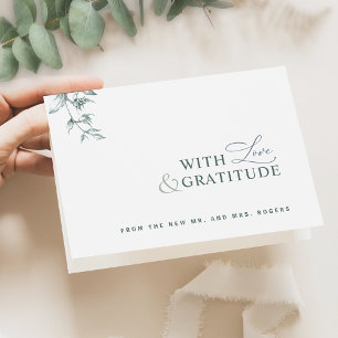 Elegant met liefde en dankbaarheid, groen dank u bedankkaart