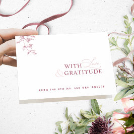 Elegant Met Liefde En Dankbaarheid Roze, Bourgondi Bedankkaart