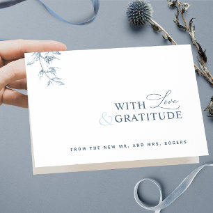 Elegant met liefde en Gratitude Blue Hartelijk dan Bedankkaart