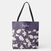 Elegant met paarse gouden en witte orchideeën tote bag (Voorkant)