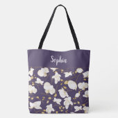Elegant met paarse gouden en witte orchideeën tote bag (Achterkant)